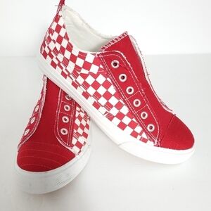 Red checked slip-on sneakers Yoki